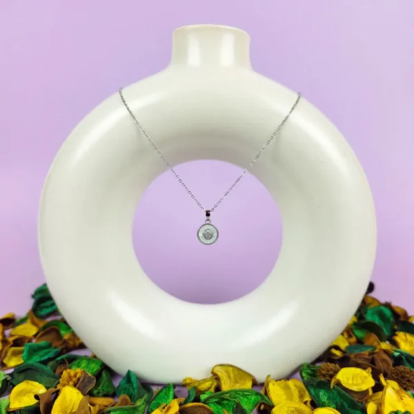 Lunar disc silver plated necklace