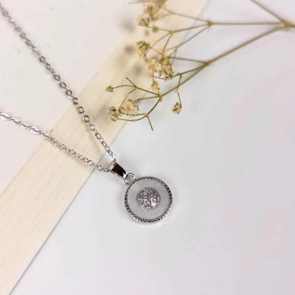 Lunar disc silver plated necklace