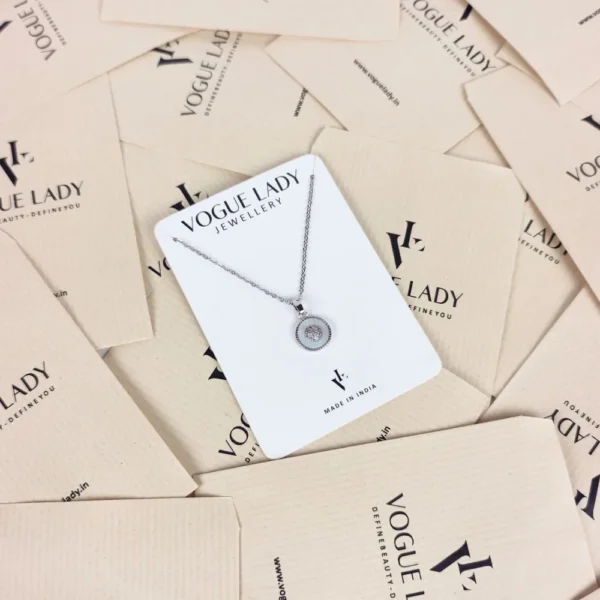 Lunar disc silver plated necklace