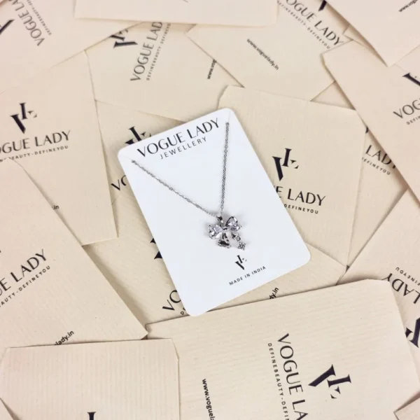 Fairy bow silver plated necklace
