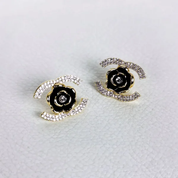 Black Rose chanel stud earrings