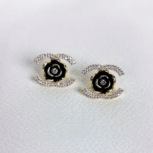 Black Rose chanel stud earrings