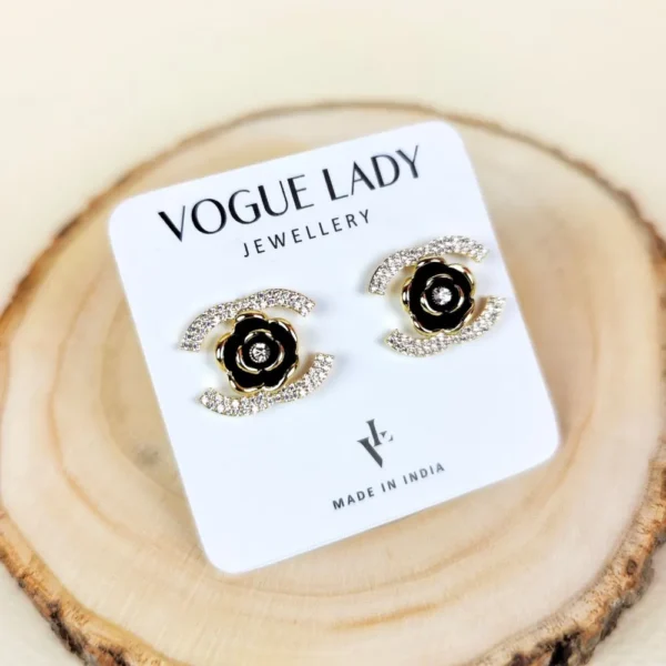 Black Rose chanel stud earrings