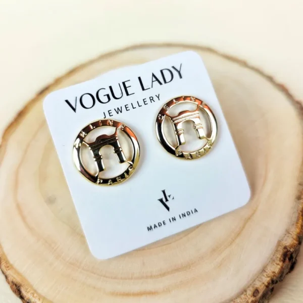 Golden arc of paris studs earrings