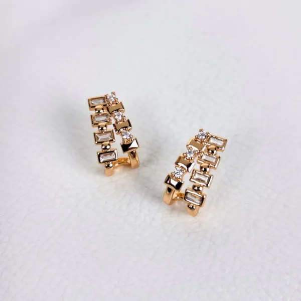 Glistening half cuff studs earrings