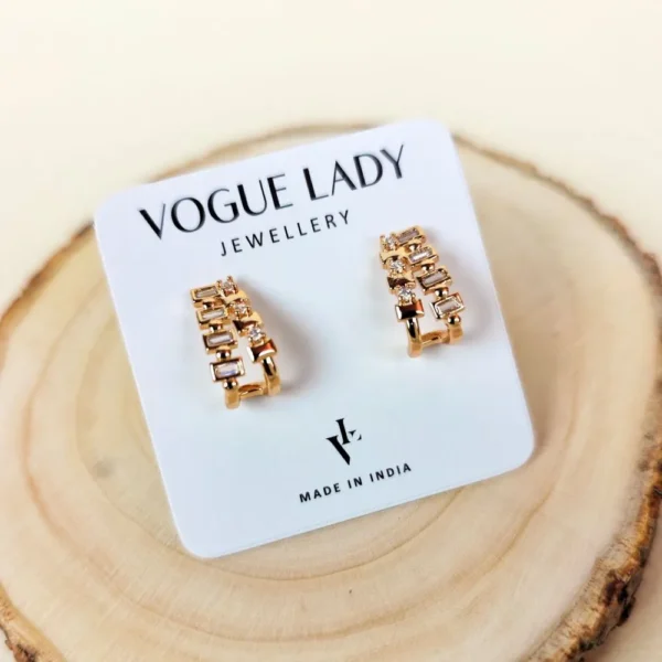 Glistening half cuff studs earrings