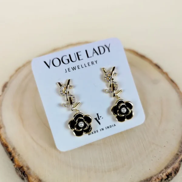 YSL black enigma studs earrings