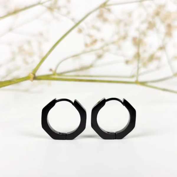 Dark hexagon hoops earrings