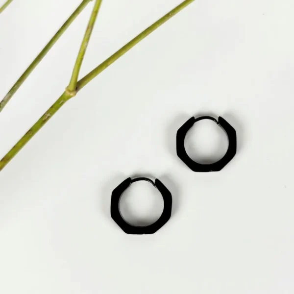Dark hexagon hoops earrings