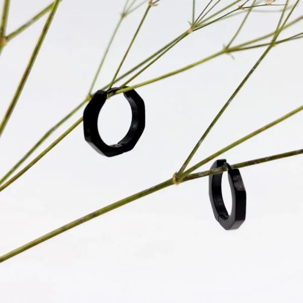 Dark hexagon hoops earrings