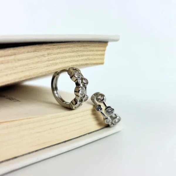 Brilliant gem hoops earrings