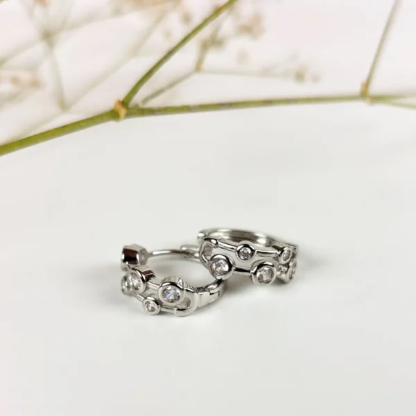 Brilliant gem hoops earrings