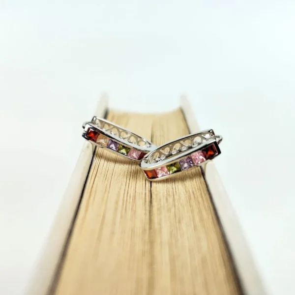 Colorburst silver hoops earrings