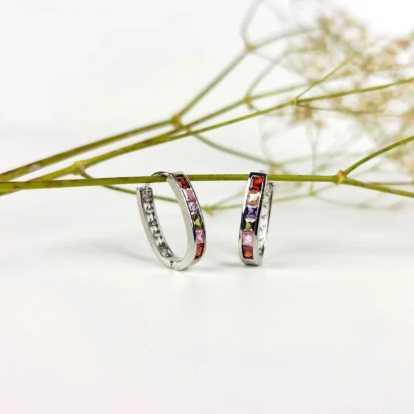 Colorburst silver hoops earrings