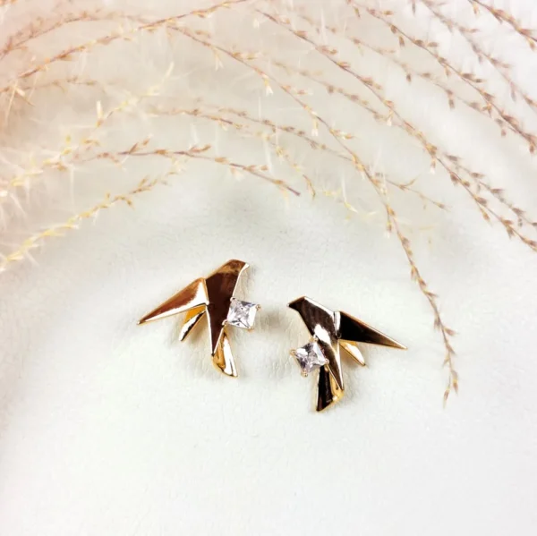 Birds of paradise studs earrings