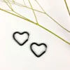 Onyx heart hoops earrings