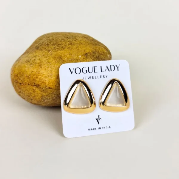 Golden circle moonstone studs earrings