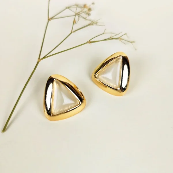 Golden circle moonstone studs earrings