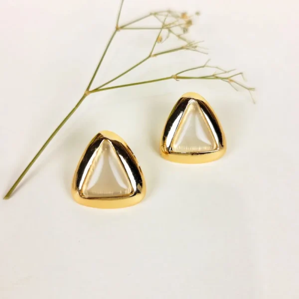 Golden circle moonstone studs earrings
