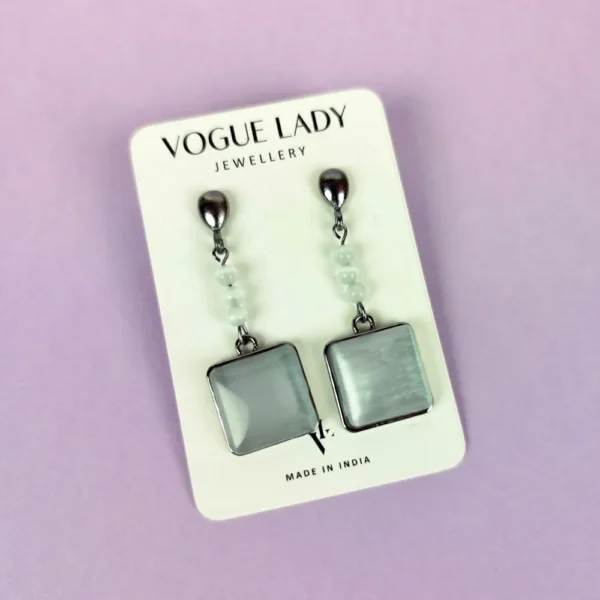 Ivory gleam moonstone earrings