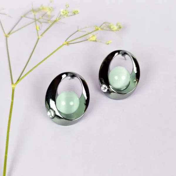 Eclipse orb moonstone studs earrings