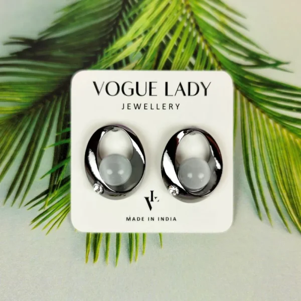 Eclipse orb moonstone studs earrings