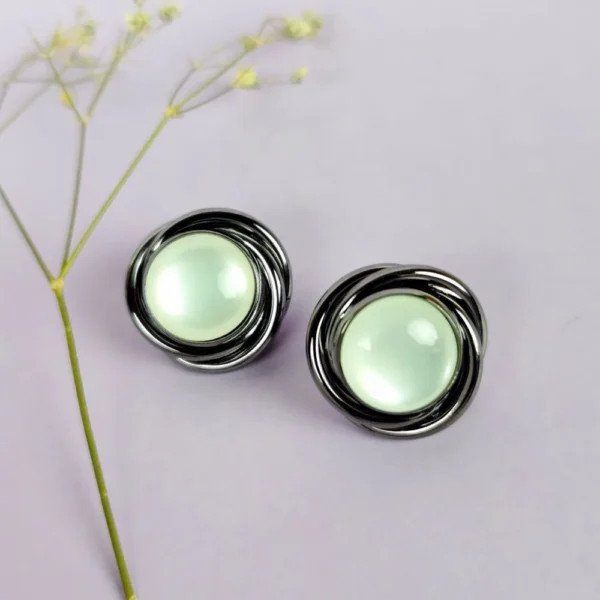 Dynamic duo moonstone studs earrings