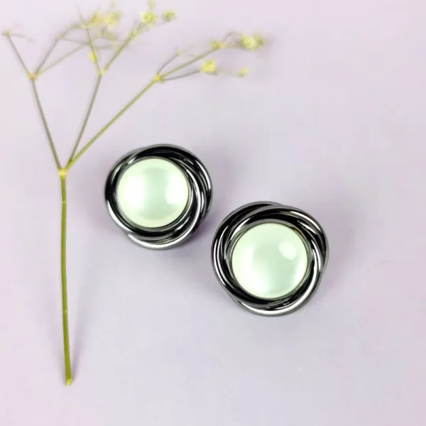 Dynamic duo moonstone studs earrings