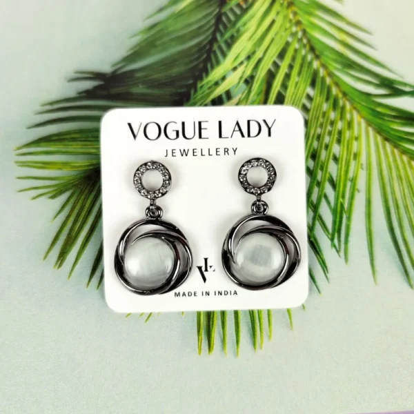 Diamond dust moonstone studs earrings