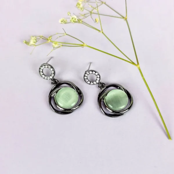 Diamond dust moonstone studs earrings