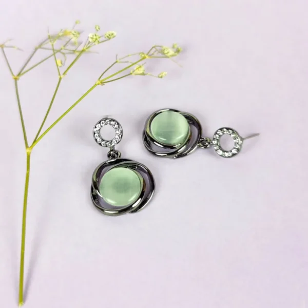 Diamond dust moonstone studs earrings