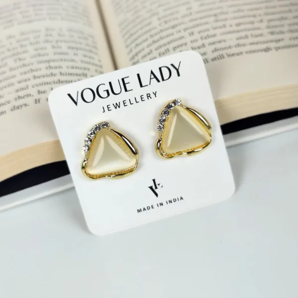 Modern edge moonstone studs earrings