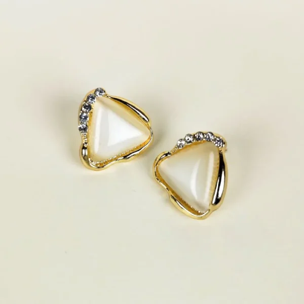 Modern edge moonstone studs earrings
