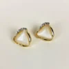 Modern edge moonstone studs earrings