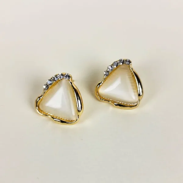 Modern edge moonstone studs earrings