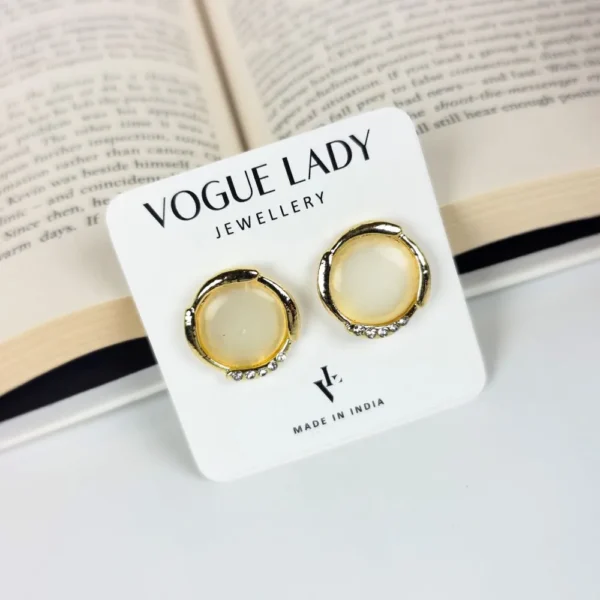 Geo glam moonstone studs earrings