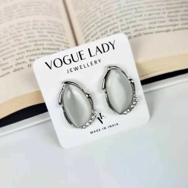 Modern chic moonstone studs earrings