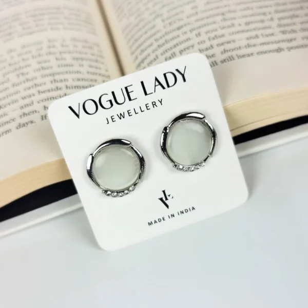 Linear luxe moonstone studs earrings