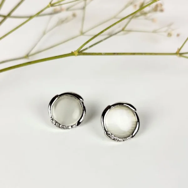 Linear luxe moonstone studs earrings