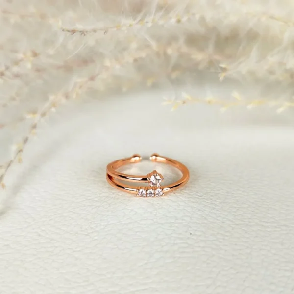 Rosy glow adjustable finger ring