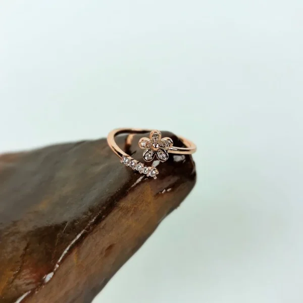 Blushing petal adjustable finger ring