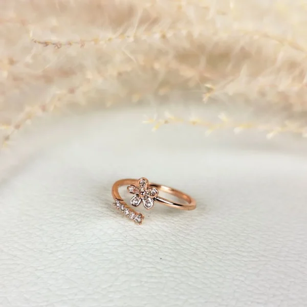 Blushing petal adjustable finger ring