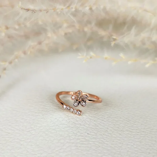 Blushing petal adjustable finger ring