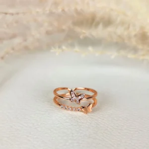 Blush winged adjustable finger ring