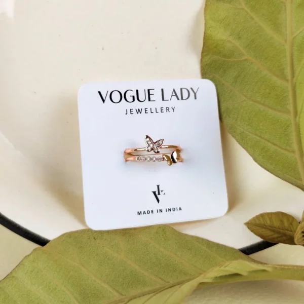 Blush winged adjustable finger ring