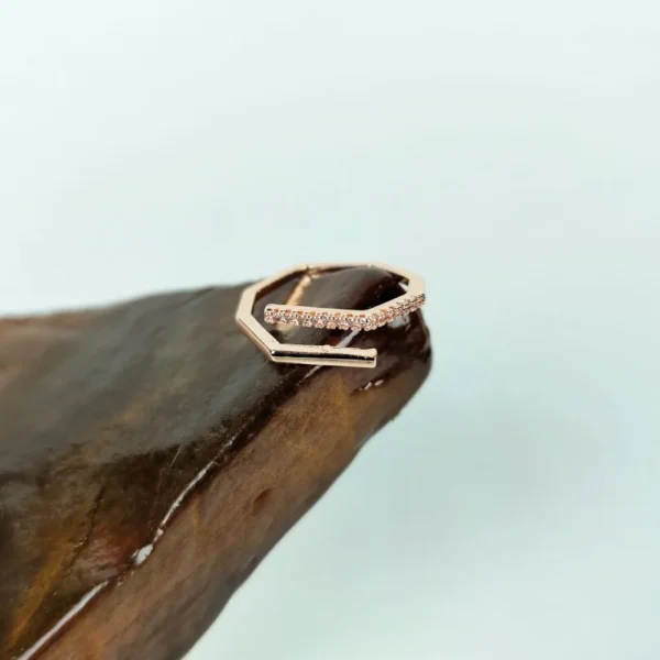 Rosy dazzle adjustable finger ring