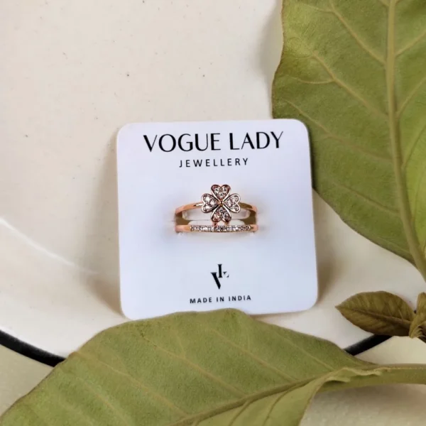 Leafy grace adjustable finger ring