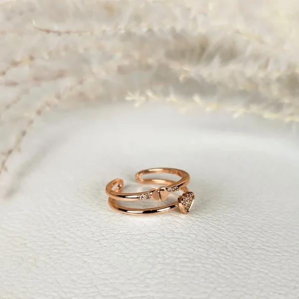 Hearts blossom adjustable finger ring
