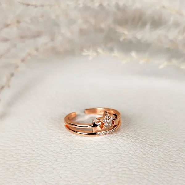Starlit rose adjustable finger ring