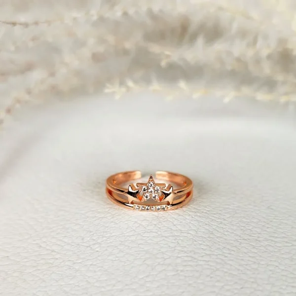 Starlit rose adjustable finger ring